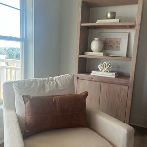 Brown Leather Throw Pillow